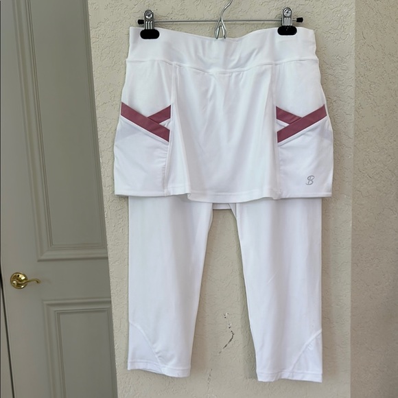 SOFIBELLA Pants - SOFIBELLA White and Pink Women's Leggings